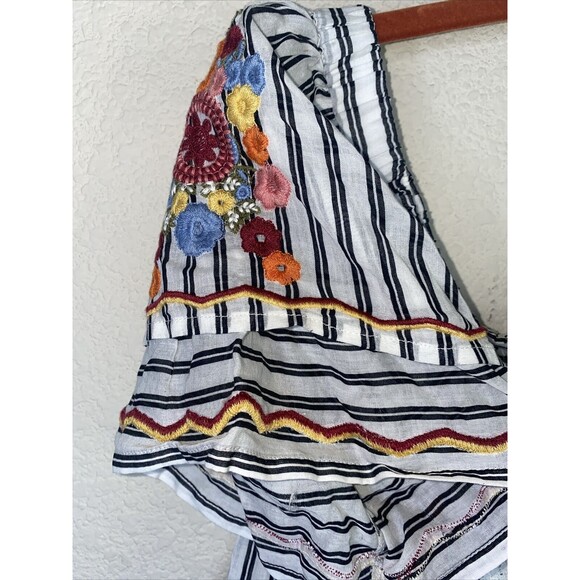 new Crop blouse Floral Embroidery lace western flare Boho country M hippie 21 - Picture 4 of 10